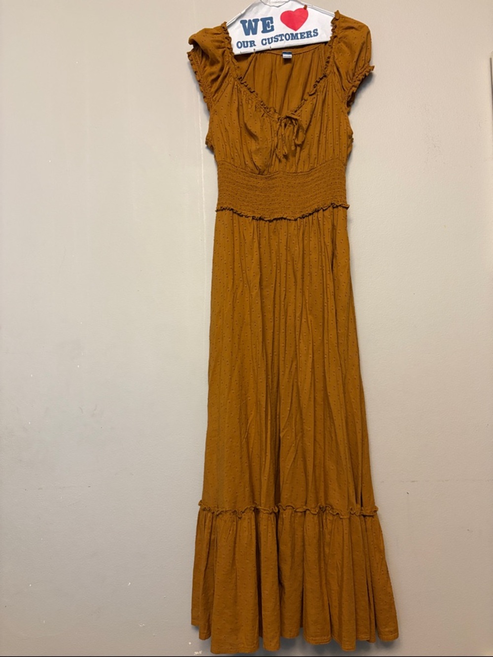Old Navy Mustard Maxi Dress with Smocked Waist